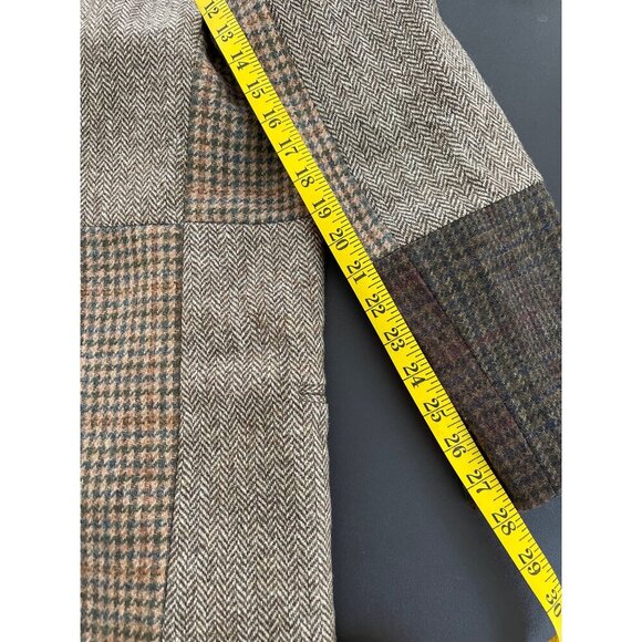 Vintage 90s Women Patchwork Wool Blazer Jacket Size 7/8 Dark Academia Old Money - Picture 15 of 15